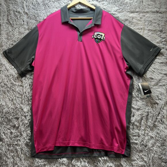 Nike Golf Polo Shirt Mens 3XL Soccer GOL Logo Pink Gray Dri-FIT 746101-616 - Picture 11 of 11